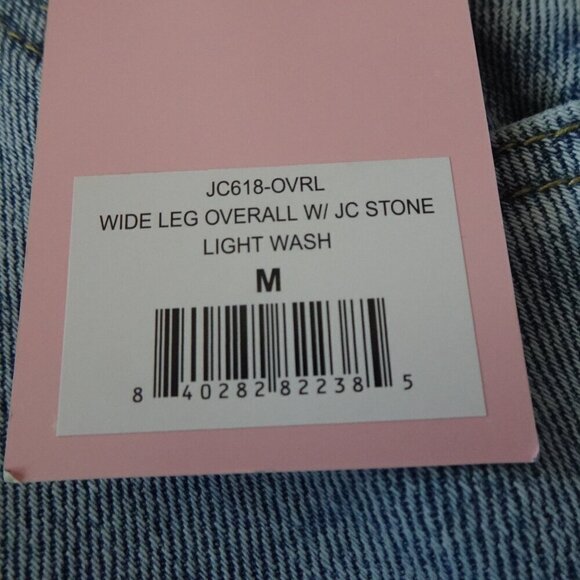 Juicy Couture Overalls Women's Size M Blue Denim Wide Leg Rhinestone Logo - Picture 9 of 10